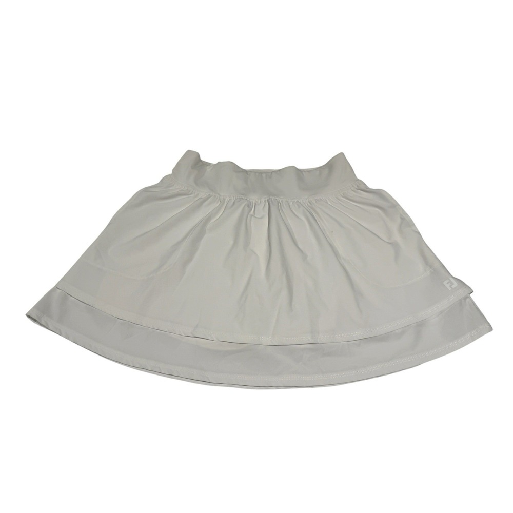 FootJoy Women's Medium White Golf Skort Lightweight Woven Stretch Zip ECU